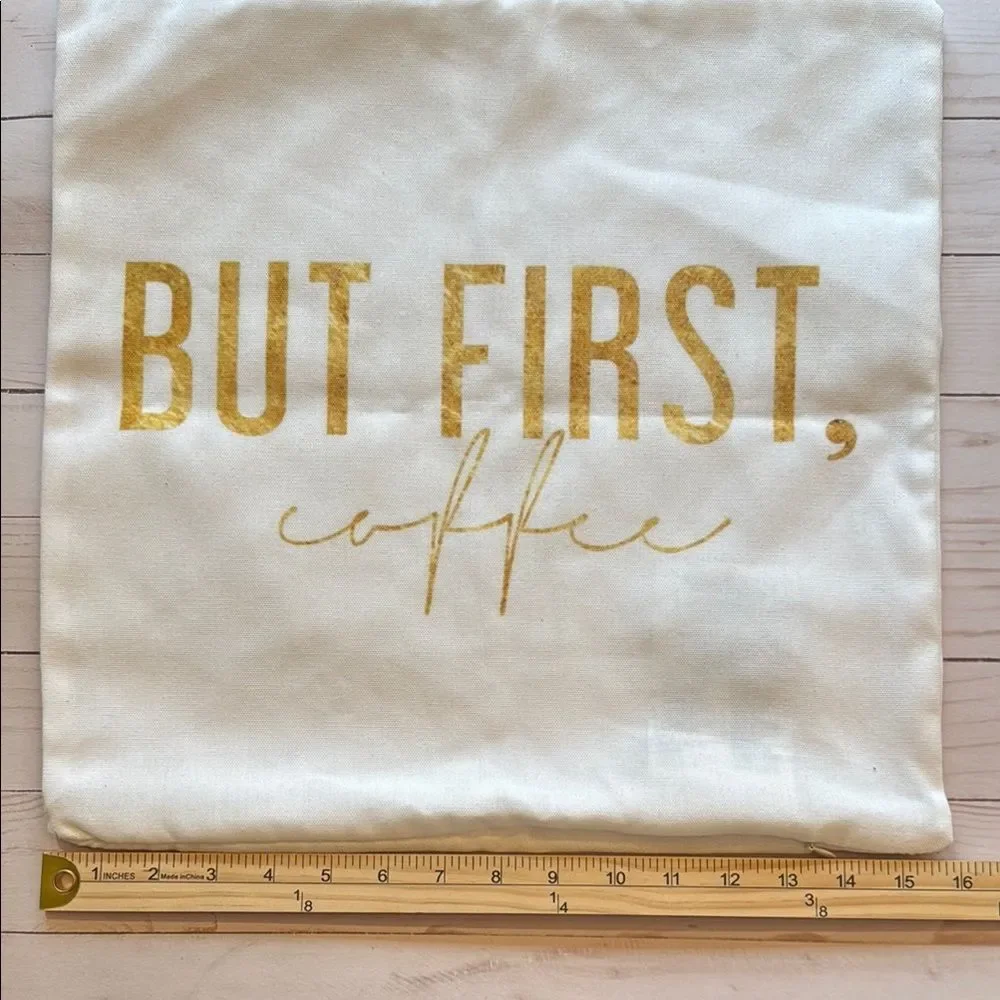 White Gold Pillow Cover Coffee Lover